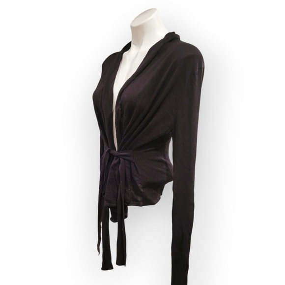 BCBGMAXAZRIA Womens L Long Sleeve Cardigan With Waist Tie - Picture 2 of 4